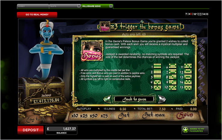 Millionaire Genie Payline Diagrams