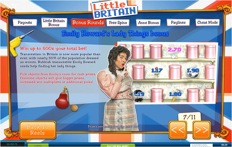 Emily Howard's Lady Things Bonus – Little Britain Slot