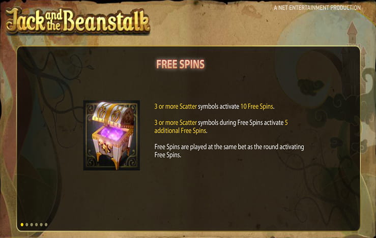 Free spin activation of the slot Jack and the Beanstalk