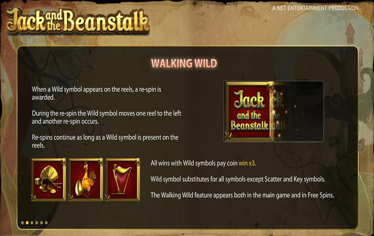 Walking wild feature of the slot Jack and the Beanstalk