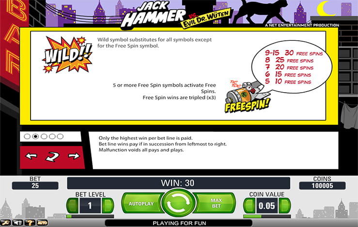 Free spins of the slot Jack Hammer