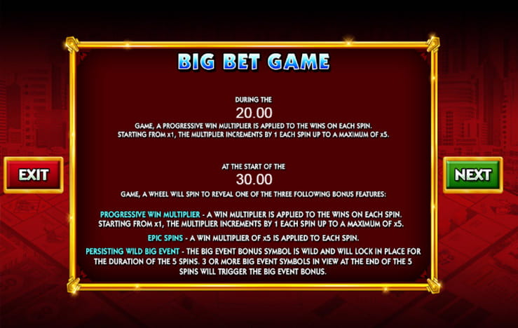 The Big Bet feature of the slot Monopoly