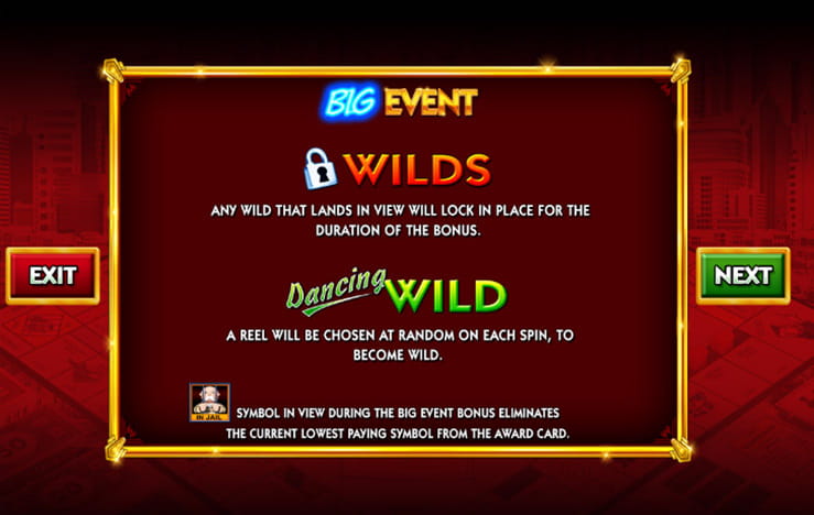 The Wilds during the Big Event feature of the slot Monopoly