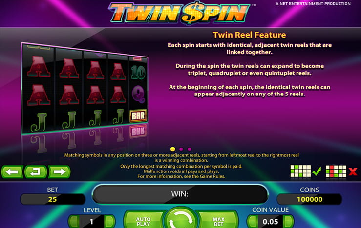 The bonus feature of the slot Twin Spin