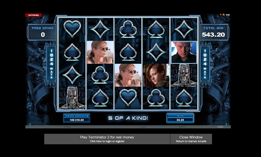 Terminator II Slot – Free Spins Triggered – 1024-Ways 4-Row Slot